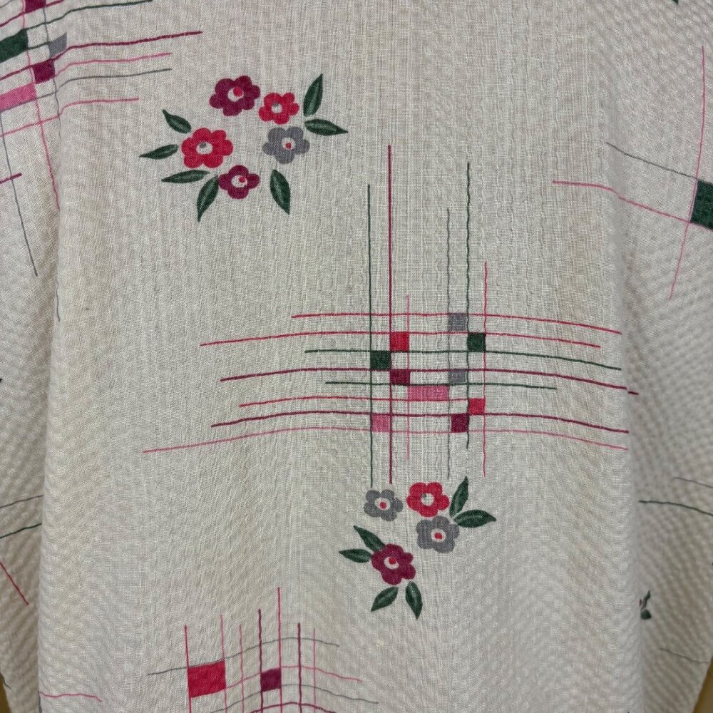 Vintage 70s Floral Shirt Womens Large Geometric Textured Long Sleeve Top - Picture 8 of 10